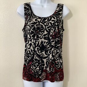 Vintage Y2K 2000s Artsy Abstract Boho Festival Travel Stretchy Sleeveless Top M